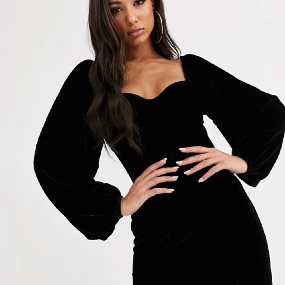 Velvet black mini dress